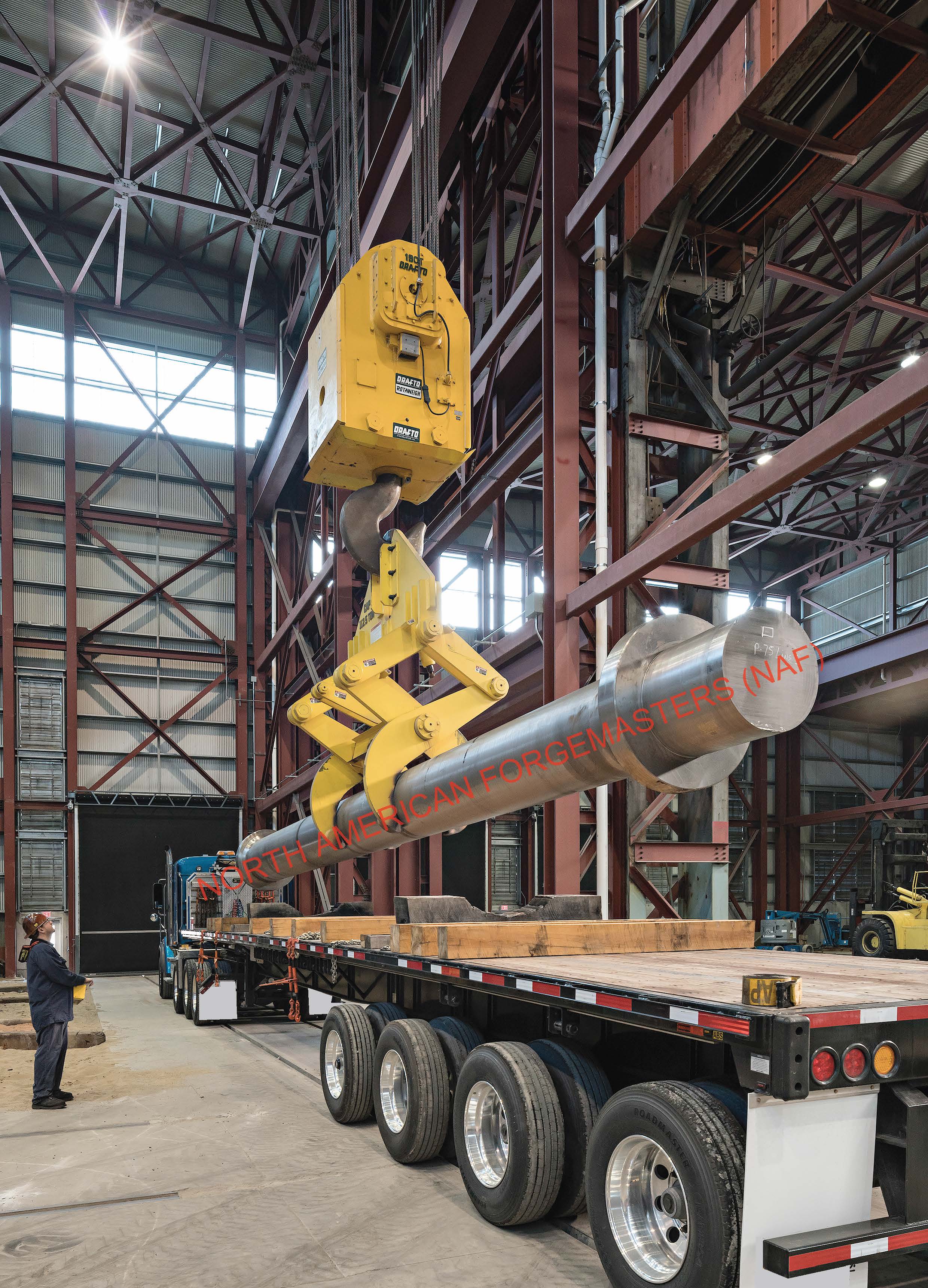 NAF loads marine shaft with overhead crane